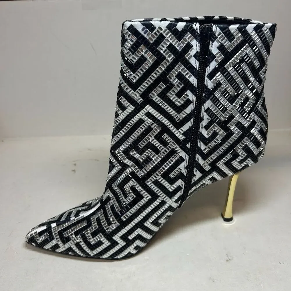 INC Womens 5.5 M Black Maze Rakima Pointed Toe High Heel Ankle Boots DISPLAY QH4